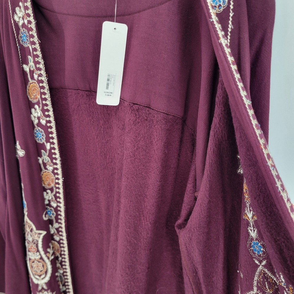 Soft Surroundings Bella Cozy Topper Plum Embroidered Cardigan Wrap 1X - Picture 4 of 13